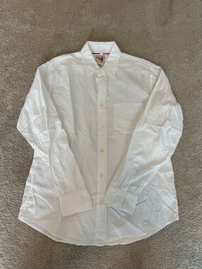 Relwen Highland Blues OxforMen's White Long-Sleeve Dress Shirt with Chest Pocket